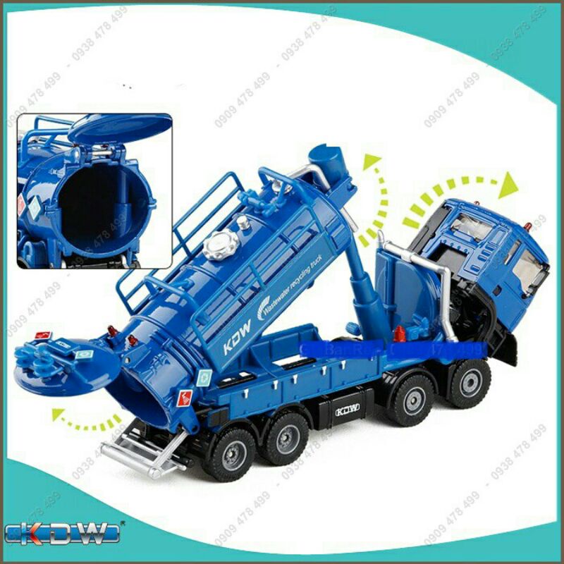 Mô Hình Kim Loại Xe Tải Xử Lý Nước Thải Tỉ Lệ 1:50- KDW - XANH - 9908