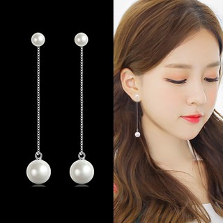 Bông tai bạc nữ dáng dài- Bông tai trai dáng dài bạc 925