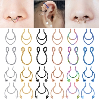 1 Khuyên Mũi Thép Không Gỉ 6 Màu Không Cần Xỏ Lỗ