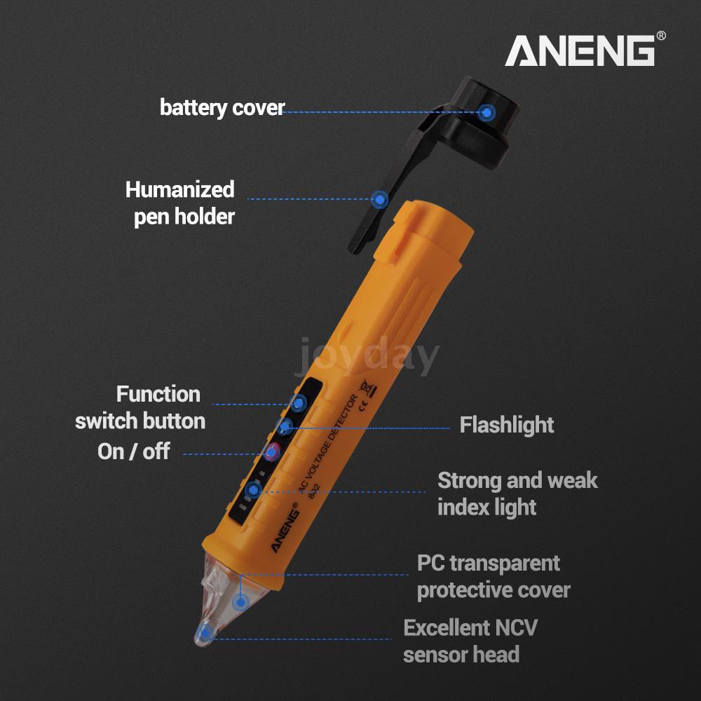 ANENG VD802 Non-contact AC Voltage Detector Tester Meter 12V-1000v Pen Style Electric Indicator LED Outlet Voltage Decte