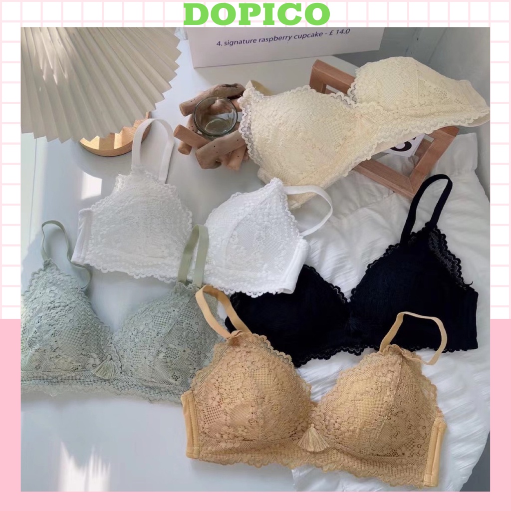 Áo ngực nữ không gọng đệm mỏng ôm ngực, áo lót ren hoa gợi cảm DOPICO A2004