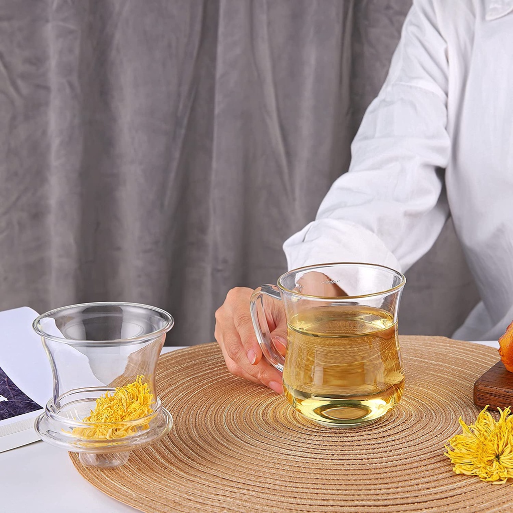 Ly thủy tinh pha trà có ngăn lọc thủy tinh cao cấp