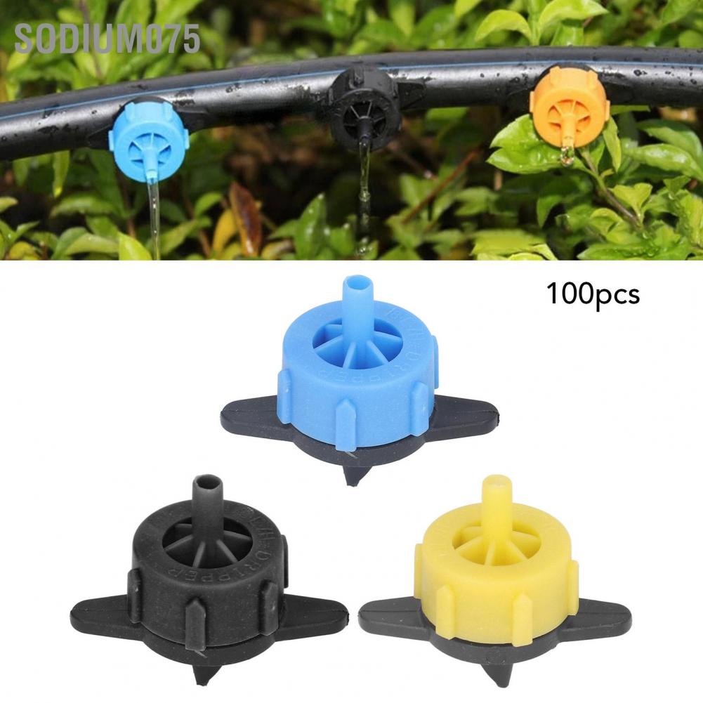 Sodium075 100 cái Bộ phát nhỏ giọt 4mm Đồng nhất bù áp suất Dòng chảy PP Tưới nước cho địa hình lớn