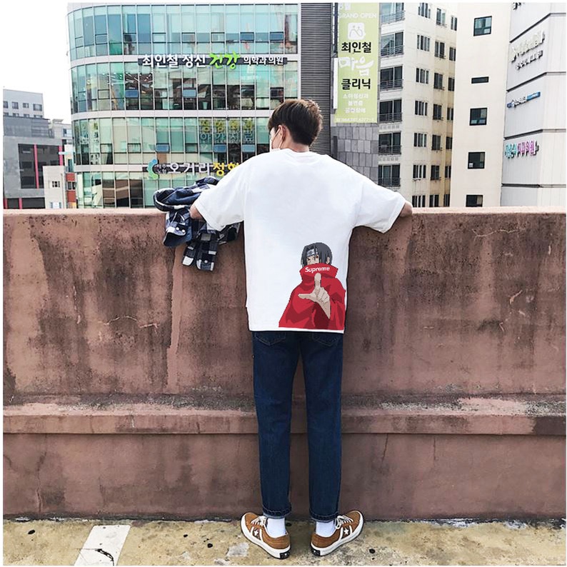 Áo thun nam nữ unisex form rộng Hitachi Superme tay lửng, áo thun tay lỡ trắng nam nữ animal basic siêu đẹp