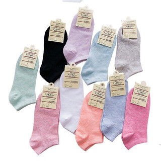 Vớ Nữ Cổ Ngắn Muji xuất Nhật cotton màu trơn, tất nữ cổ thấp rẻ