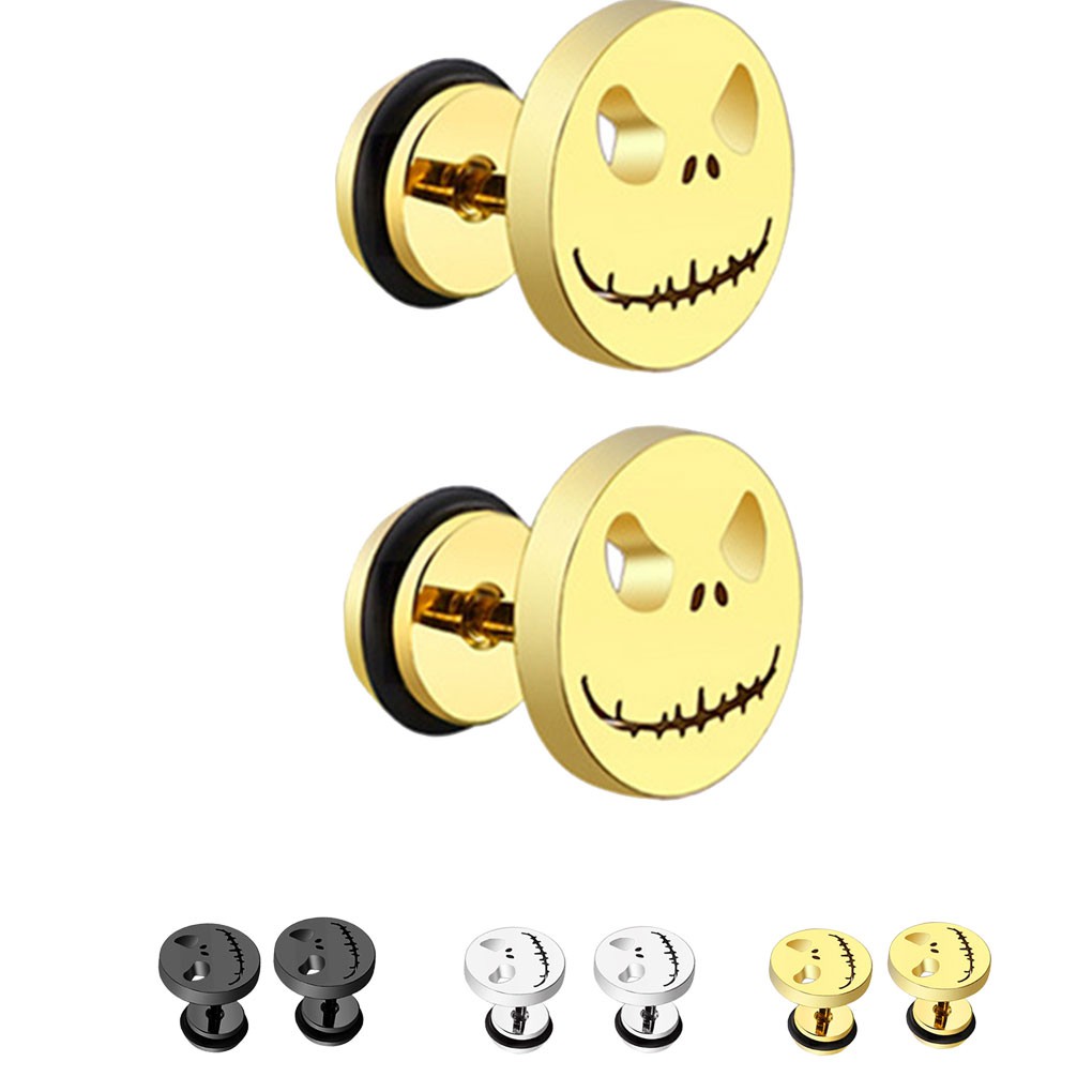 1 Khuyên Tai Hình Đầu Lâu Bằng Thép Không Gỉ