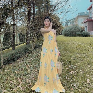 VÁY MAXI HOA DẬP LI CỔ YẾM BÈO HỞ LƯNG SIÊU XINH
