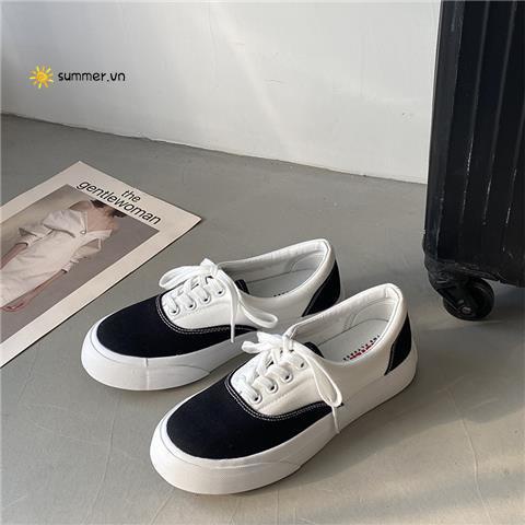 Giày Vải Canvas Đế Dày Xỏ Ngón Thời Trang Đường Phố Hàn Quốc 2022
