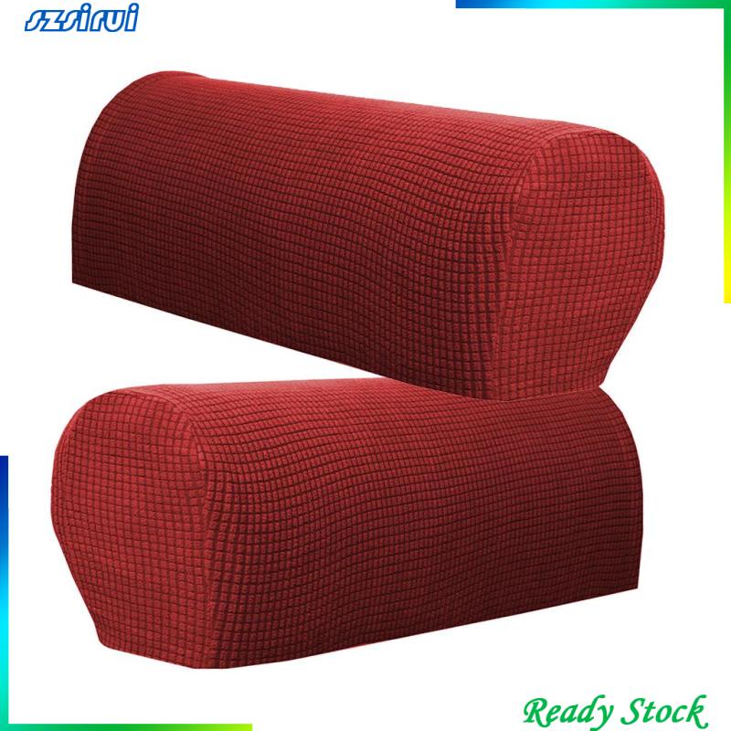 Set 2 Vỏ Bọc Tay Vịn Ghế Sofa Bằng Vải Co Giãn Màu Đen