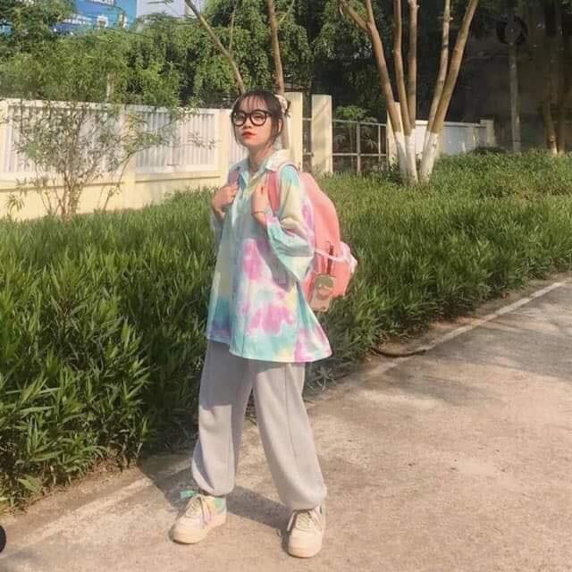 Áo sơ mi nam nữ LOANG MÀU cực hot