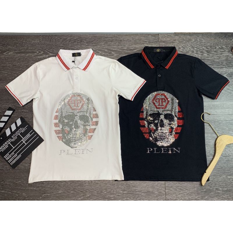 Áo Thun Nam polo cổ trụ đính đá ngầu (chất liệu cotton 100%)