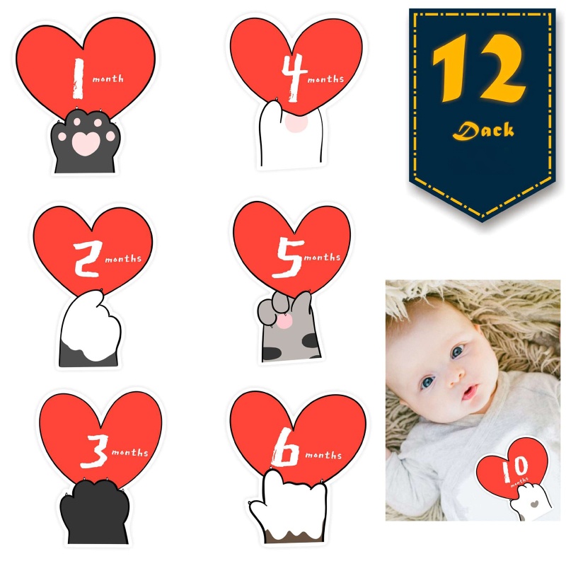 Set 12 Miếng Dán Đánh Dấu Cột Mốc Phát Triển Theo Tháng Làm Phụ Kiện Chụp Ảnh Cho Bé Sơ Sinh 1