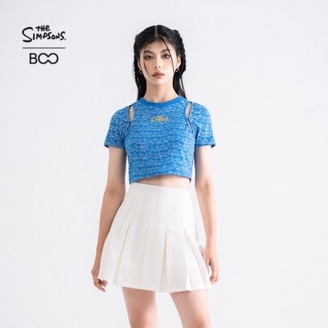 Áo Thun BOO Croptop Nữ Thêu Logo The Simpsons Phối Cắt Out BZL