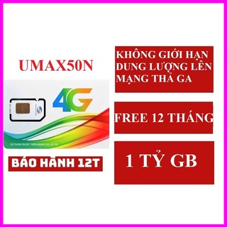 SIM VIETTEL SIM 4G 1 NĂM UMAX50N /D500/V120N LÊN MẠNG + GỌI MIỄN PHÍ hottt 1*