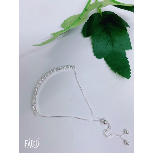 Lắc tay vòng cổ full đá nhân tạo siêu bền siêu sáng bạc ta đặc chuẩn đẹp dây rút