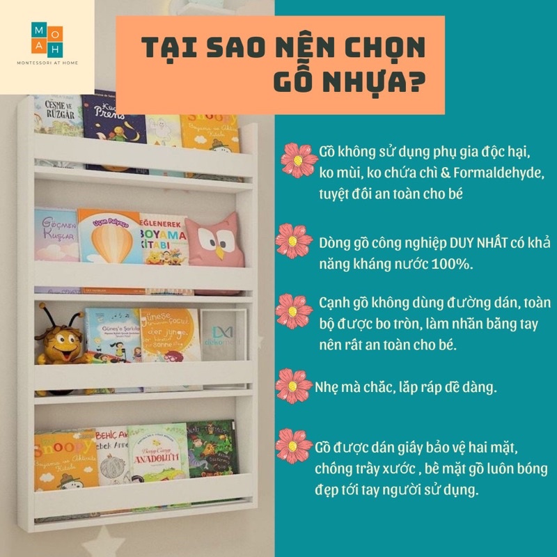 KSBX KỆ SÁCH GỖ MONTESSORI MINI ĐA NĂNG TIỆN DỤNG CHO BÉ