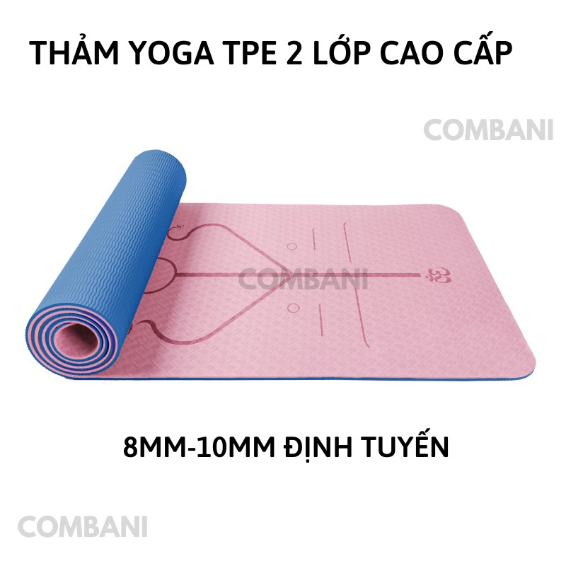 Thảm Yoga Định Tuyến 2 lớp chống trượt cao cấp dày 8-10mm COMBANI mới T08