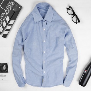 [FOLLOW TẶNG 20K] Áo sơ mi nam cao cấp trơn - OXFORD xanh không túi