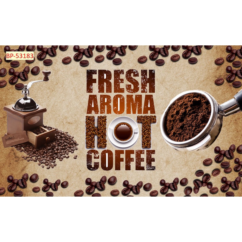 Tranh dán tường Quán Cafe, Trà Sữa, Trang Trí Cửa Hàng 3D khổ lớn