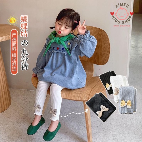 Quần tất len không bàn gắn nơ xinh xắn phong cách Hàn Quốc giữ nhiệt dành cho bé gái từ 0-6 tuổi L2