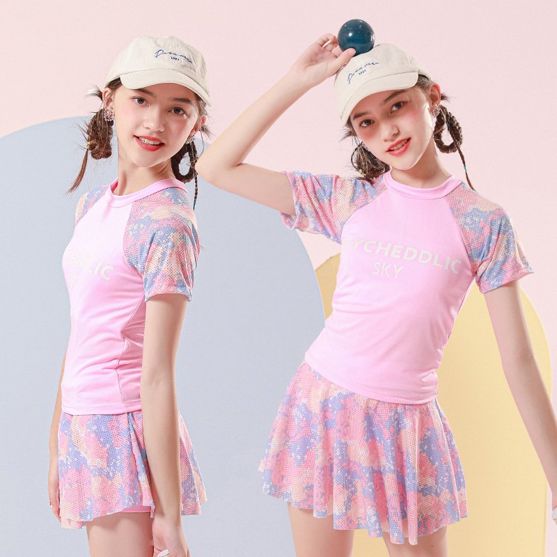 Đồ bơi bé gái bikini đi biển trẻ em kín đáo 2022 Phong Cách Hàn Quốc Cho Bé k2t4-4