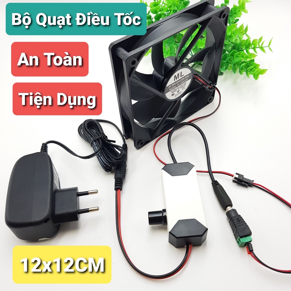 Bộ quạt tản nhiệt hút mùi có điều tốc 12V các kích thước 6CM 8CM 9CM 12CM Quạt an toàn tiện dụng