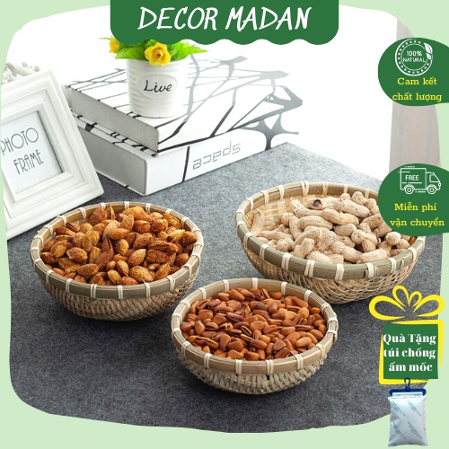 Rổ tre tròn mini, mẹt đựng đồ ăn Nhật Bản,hạt hướng dương, đồ ăn vặt quán cafe (D: 10,13,15cm) - MADAN