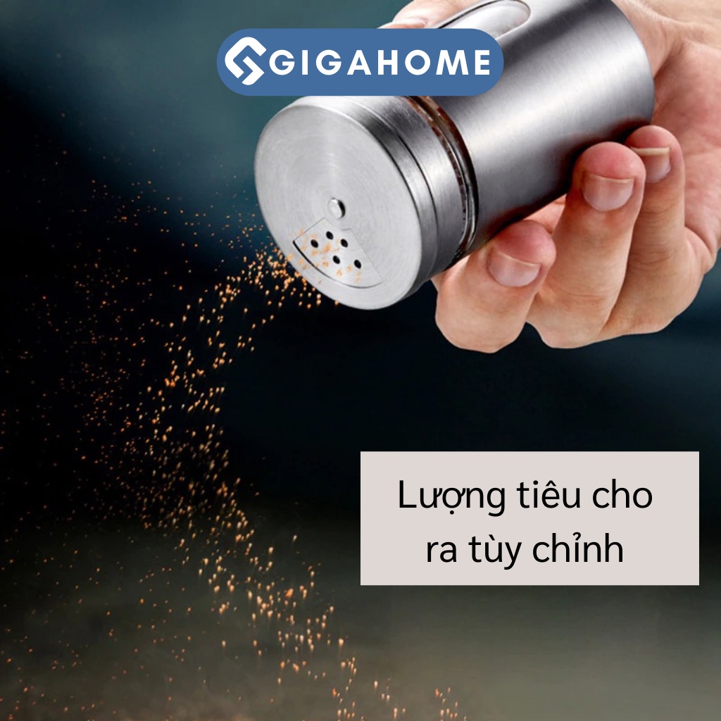 Lọ Rắc Tiêu, Muối GIGAHOME Đựng Tăm, Gia Vị Thân Bằng Thủy Tinh Bọc Thép 9825