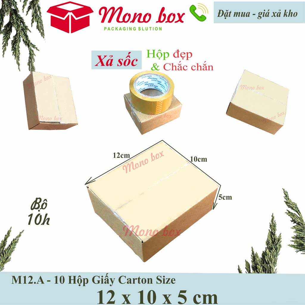 Bộ 10 thùng hộp giấy carton 12x10x5