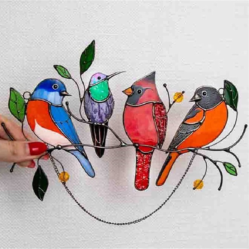 【NEW】Trang trí nhà cửa Garden Wrought Iron Bird Ornaments Colorful Bird Home Decor#YHYT