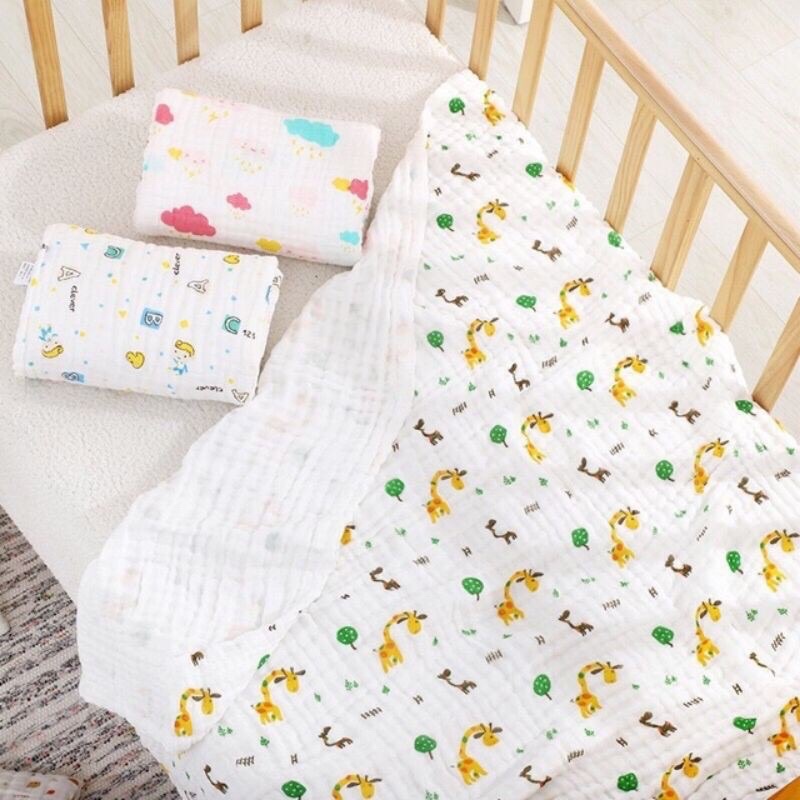 Khăn xô sợi tre đa năng 6 lớp hoạ tiết xinh siêu mềm thấm hút tốt cho bé yêu