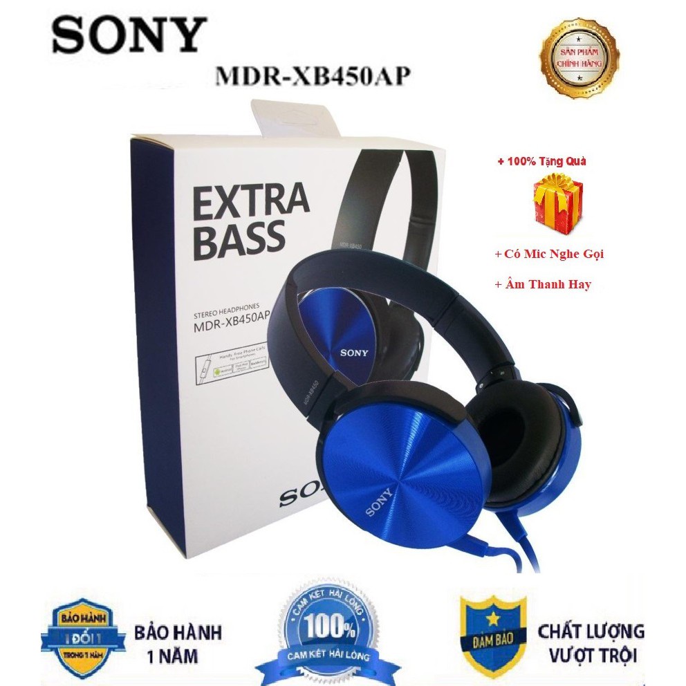 Tai Nghe Chụp Tai Extra Bass XB450AP Có Micro Dây Jack Cắm 3.5 Dùng Được Cho Điện Thoại Và Máy Tính