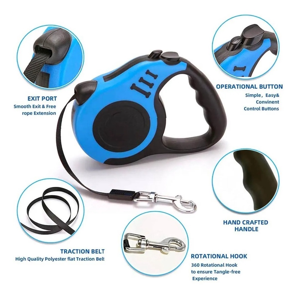 Dây Dắt Thú Cưng Đi Dạo Rút Gọn Linh Hoạt Dài 3/5M