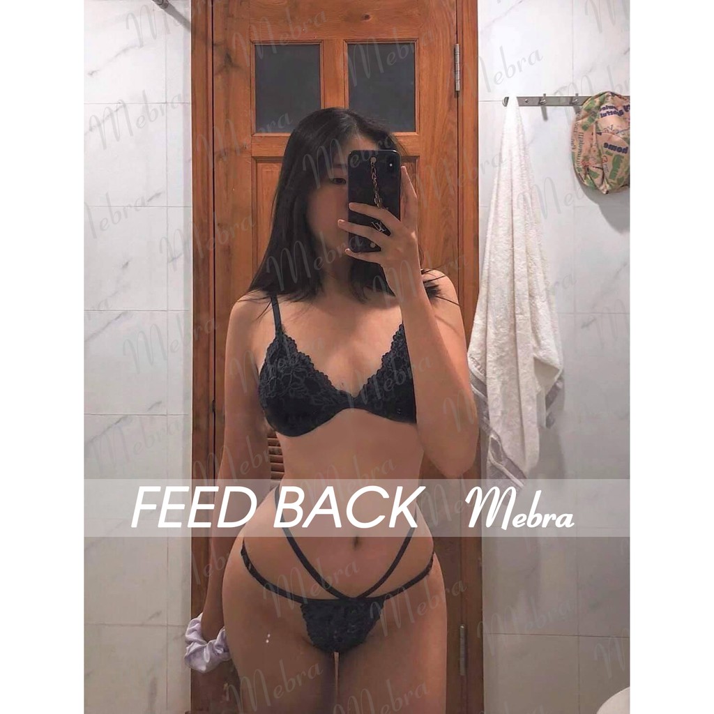 Bộ đồ lót áo bra ren mút mỏng không gọng quần ren dây tăng đơ điều chỉnh Mebra S017