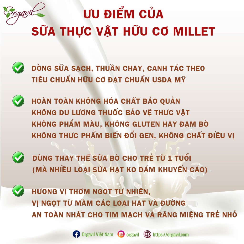 Sữa Hạt Hữu Cơ Millet &amp; 24 Grains Gói 30g - Sữa Hạt Dinh Dưỡng, Ngũ Cốc Dinh Dưỡng - Orgavil