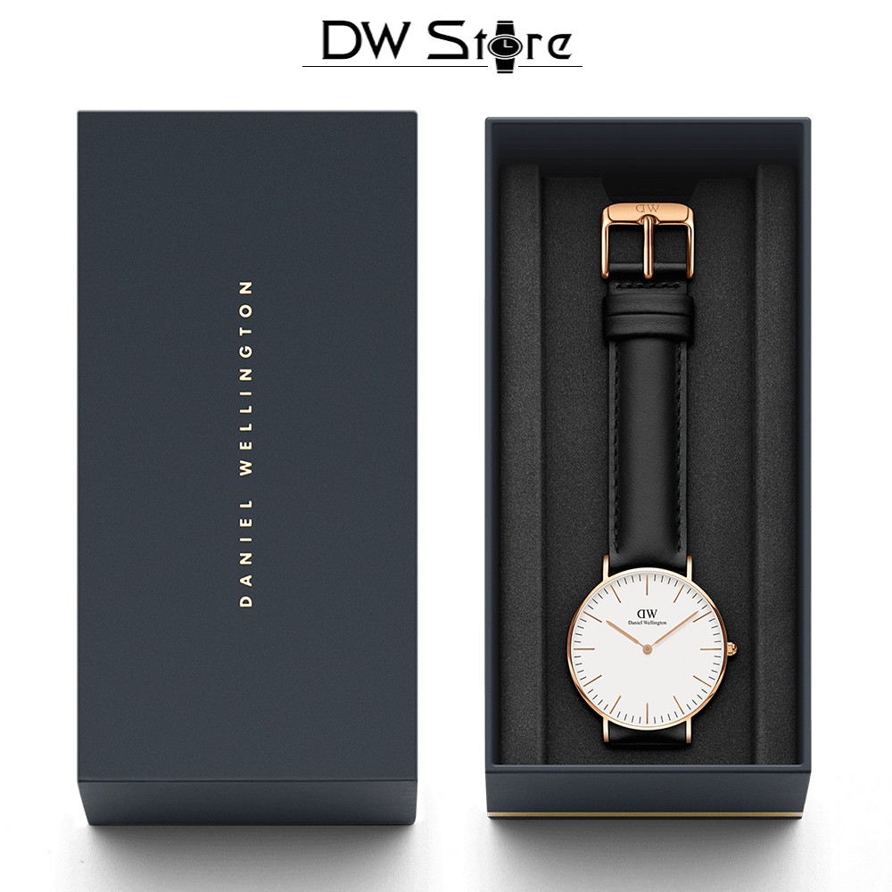 Đồng Hồ Dây Da Màu Đen D./.W CLASSIC SHEFFIELD Đủ Size Cho Nam Và Nữ