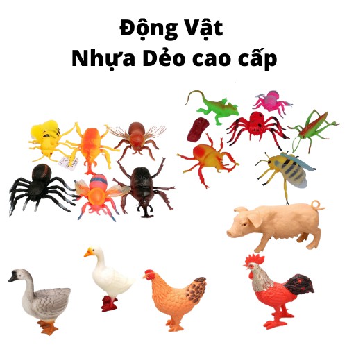 [Vui nhộn- Nhựa đẹp] Túi đồ chơi mô hình 6 con côn trùng đẹp dễ thương 388-24