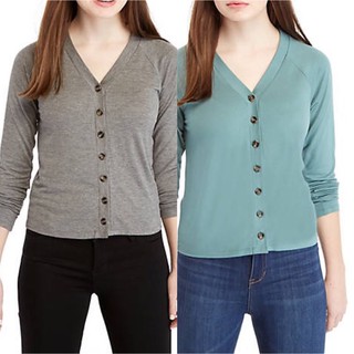 Áo Khoác Thun Pink Rose Cổ Tim Tay Dài Nút Lớn Trước - 0558