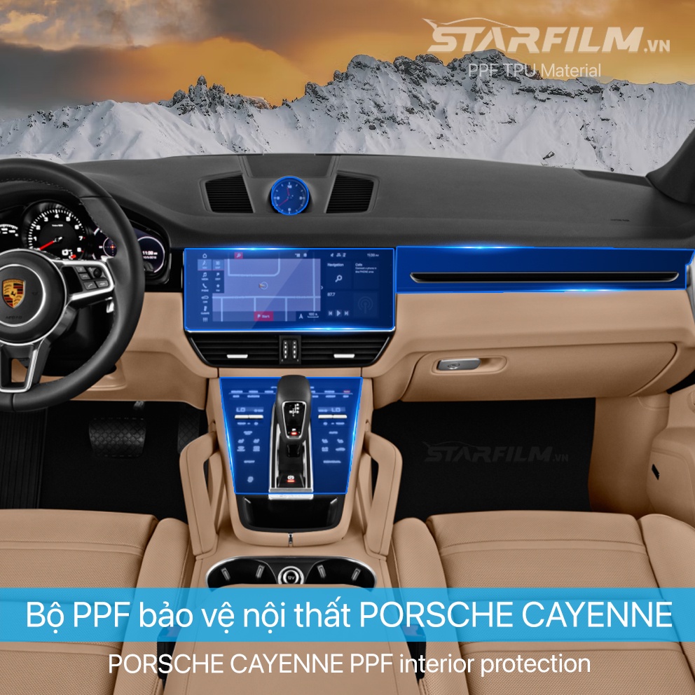 Bộ PPF bảo vệ chống xước nội thất STARFILM cho Porsche Cayenne 2022