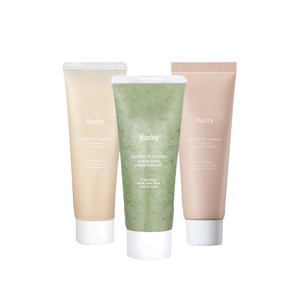 Set Huxley Mini Spa Routine Deluxe Complete Mặt Nạ (Scrub Mask 30g + Clay Mask 30g + Sleep Mask 30g)