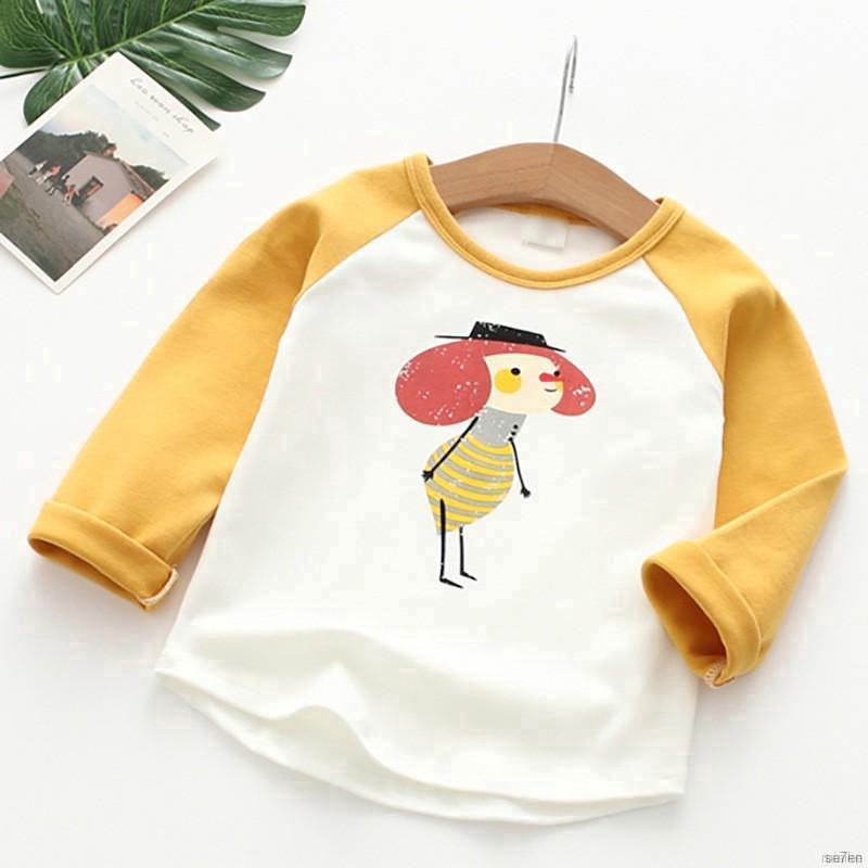 ruiaike  Baby Girl Boy Long Sleeve Cartoon Patchwork T-Shirts Kids Round Neck Tee Shirts Casual Blouse 2-7Y