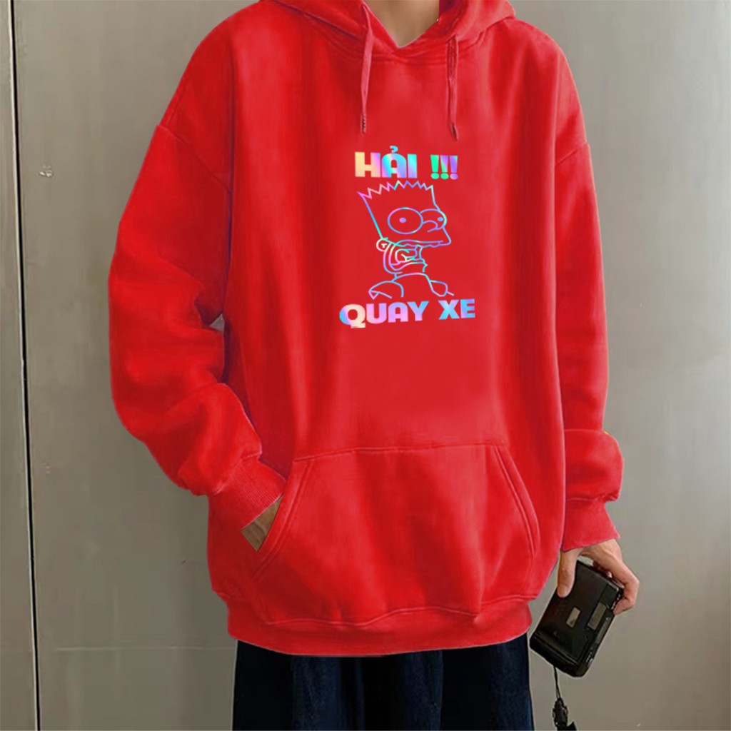 Áo Khoát Nỉ Lông Unisex Không Dây Kéo, Áo Hoodie Thun In Phản Quang Cho Cả Nam Và Nữ PQ13KN