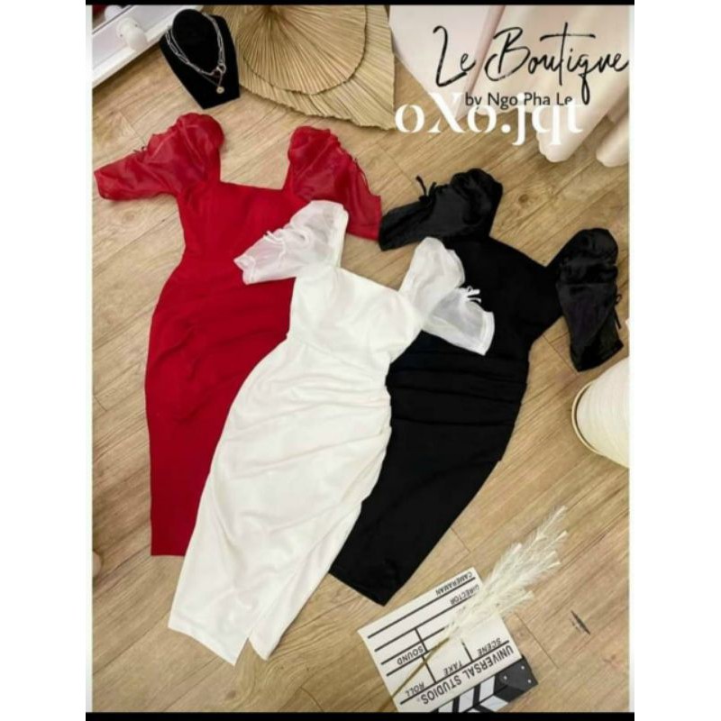 🎀 ĐẦM BODY TAY PHỐI VOAN KIẾNG NHÚNG CỰC ĐẸP😍