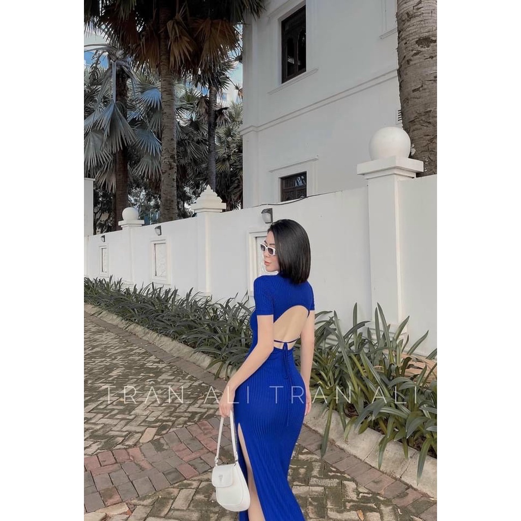 Đầm Body Hở Lưng Xẻ Tà Có Cổ-D42-