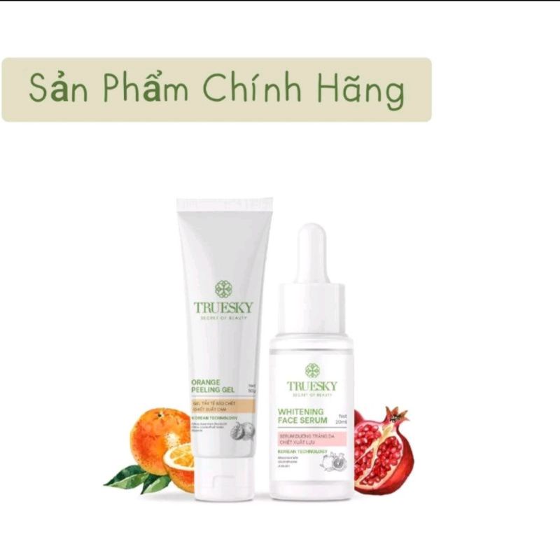 Bộ làm sạch và tẩy da mặt Truesky gồm 1 tinh chất dưỡng trắng 20ml + 1 tẩy tế bào chết 50g(Sản Phẩm Săn Sale Chính Hãng)