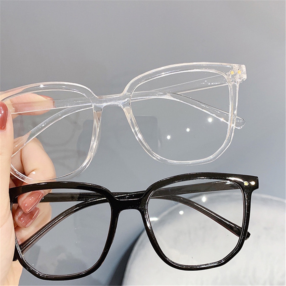 Mắt Kính Gọng Lớn Siêu Nhẹ Trong Suốt Chống Ánh Sáng Xanh Thời Trang Cho Nam Và Nữ kính gọng tròn