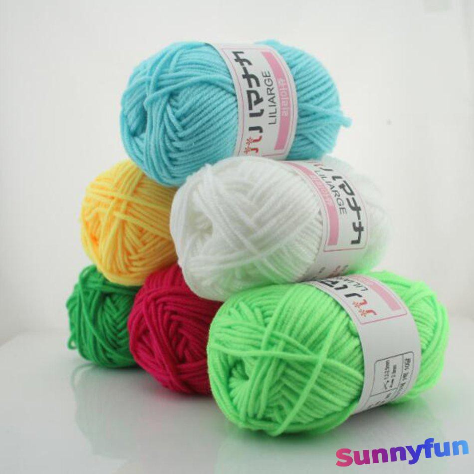 Set 4 Cuộn Len Chuyên Dụng Cho Đan Móc Cuộn len sợi cotton dày dặn đan móc búp bê DIY tiện lợi