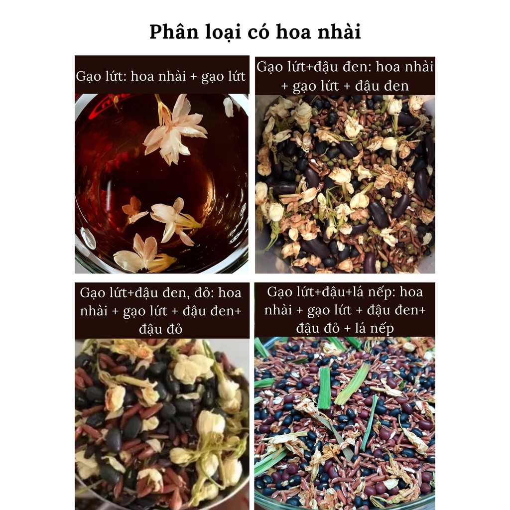 1kg Trà gạo lứt đậu đen xanh lòng rang tay