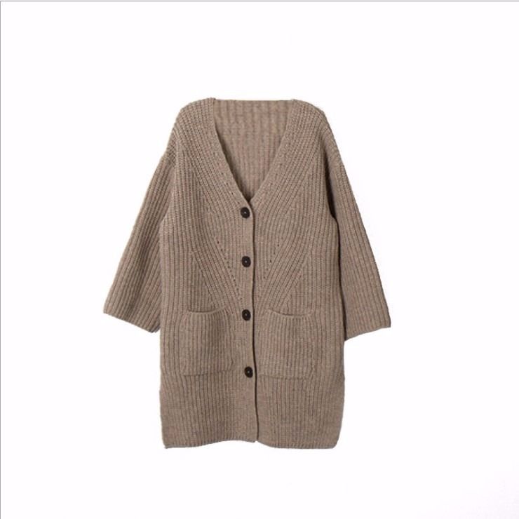 Áo Khoác Cardigan Dệt Kim Dáng Dài Phong Cách Hàn Quốc Cho Bé Gái