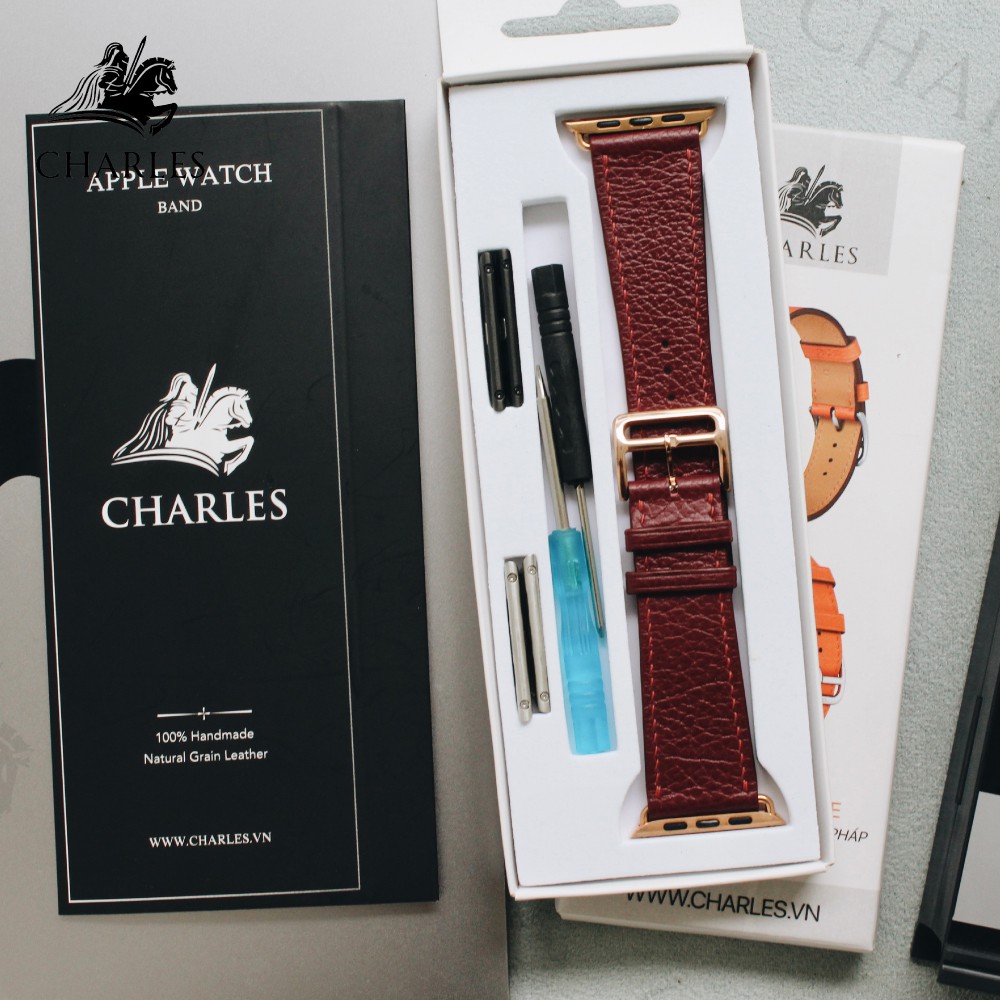 Dây da Nappa CHARLES dây cho Apple Watch Series 1/2/3/4/5/6 | Nappa Mận Size Nữ 38/40